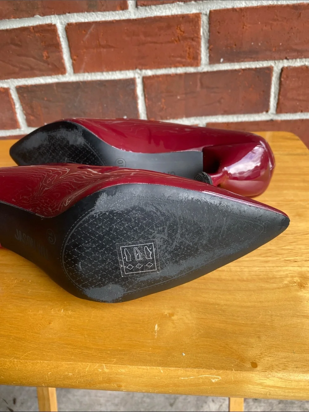 Jason Wu Stela Burgundy Patent Pointed-Toe Mid-Heel Pumps Size 10